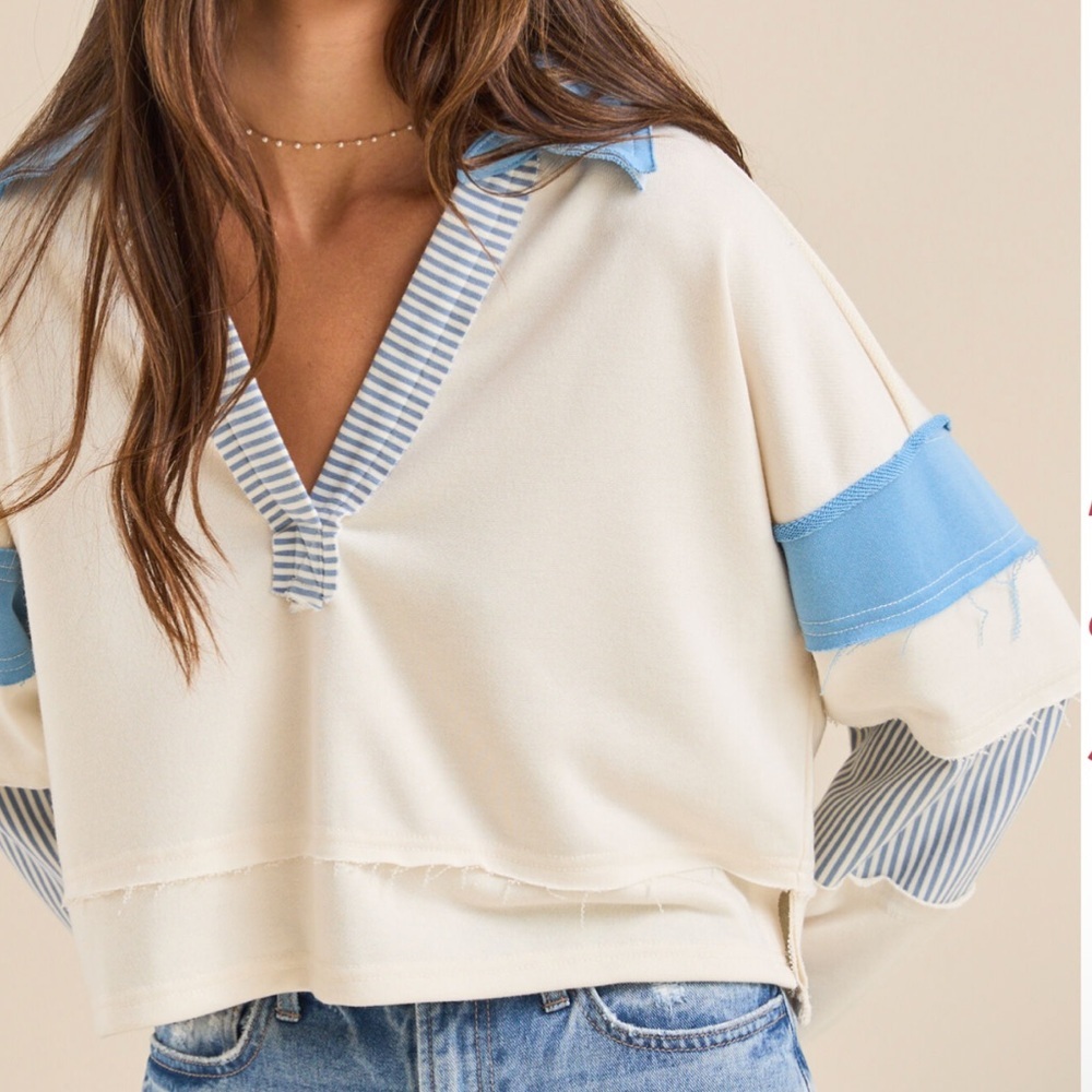 Altar'd State Blake‎ Cropped Polo Pullover, XL